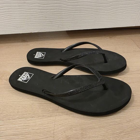 Reef Black Sparkle Slip On Stargazer Beach Summer Outdoor Flip Flops Size 9 - Picture 3 of 7